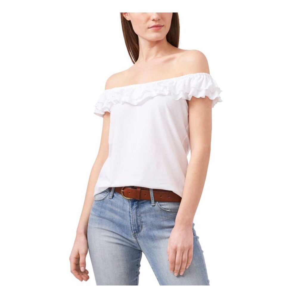 RILEY&RAE Womens White Off Shoulder Top XS